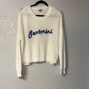 Miami Cream Sweater with Blue Lettering